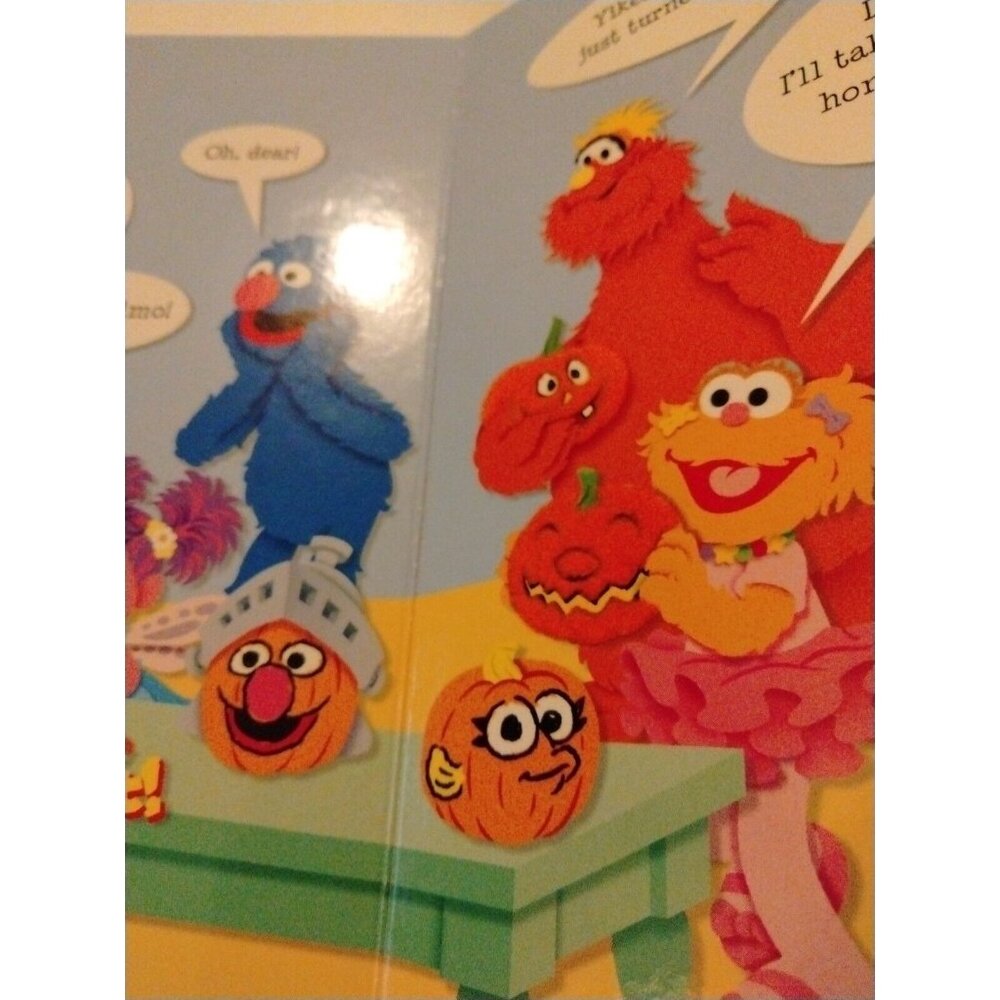 Elmos Monster Mash Sesame Street Board Book Fuzzy Flocked Pumpkins Touch Feel - Picture 6 of 9